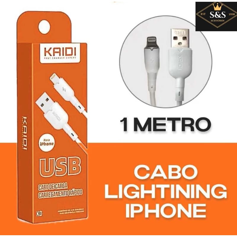 Cabo de IPhone 1 metro Kaidi Brasil 100% original