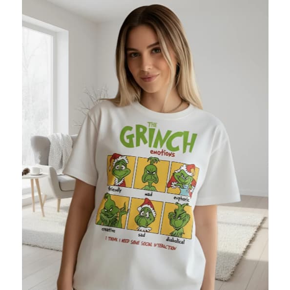 Camiseta Premium Natal Grinch Feminina Blusinha Linda Varias Cores Feliz Natal Desenho