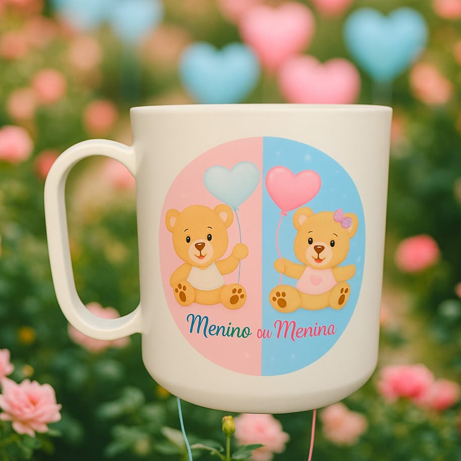 Kit 20 lembrancinha cha bebe revelação bebe azul rosa fofinho pronta entrega caneca qualidade servir