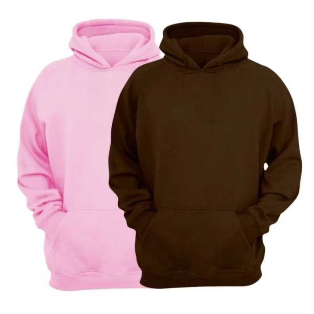 Kit 2 Blusas Moletom Canguru Com Capuz Liso Frio Unissex Feminino e Masculino Com Bolso