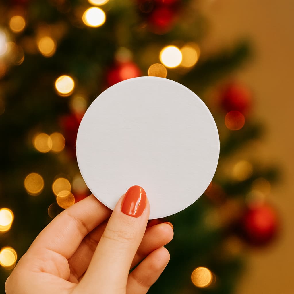100 Cartões Redondo Branco para Sublimação para Bola de Natal Esfera de Acrílico 7cm e 6,5cm