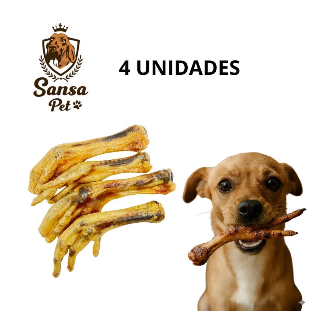 Petisco Pé de Galinha 100% Natural 4 Unidades Saudável Colágeno Anti Estresse