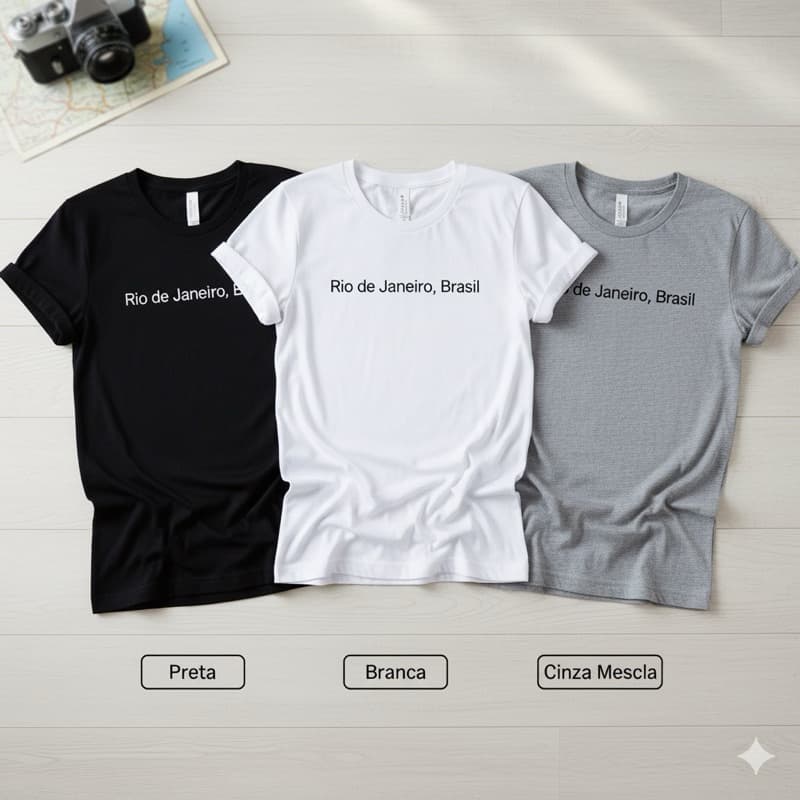 Camiseta casual Rio de Janeiro, Brasil 100% algodão masculina / feminino