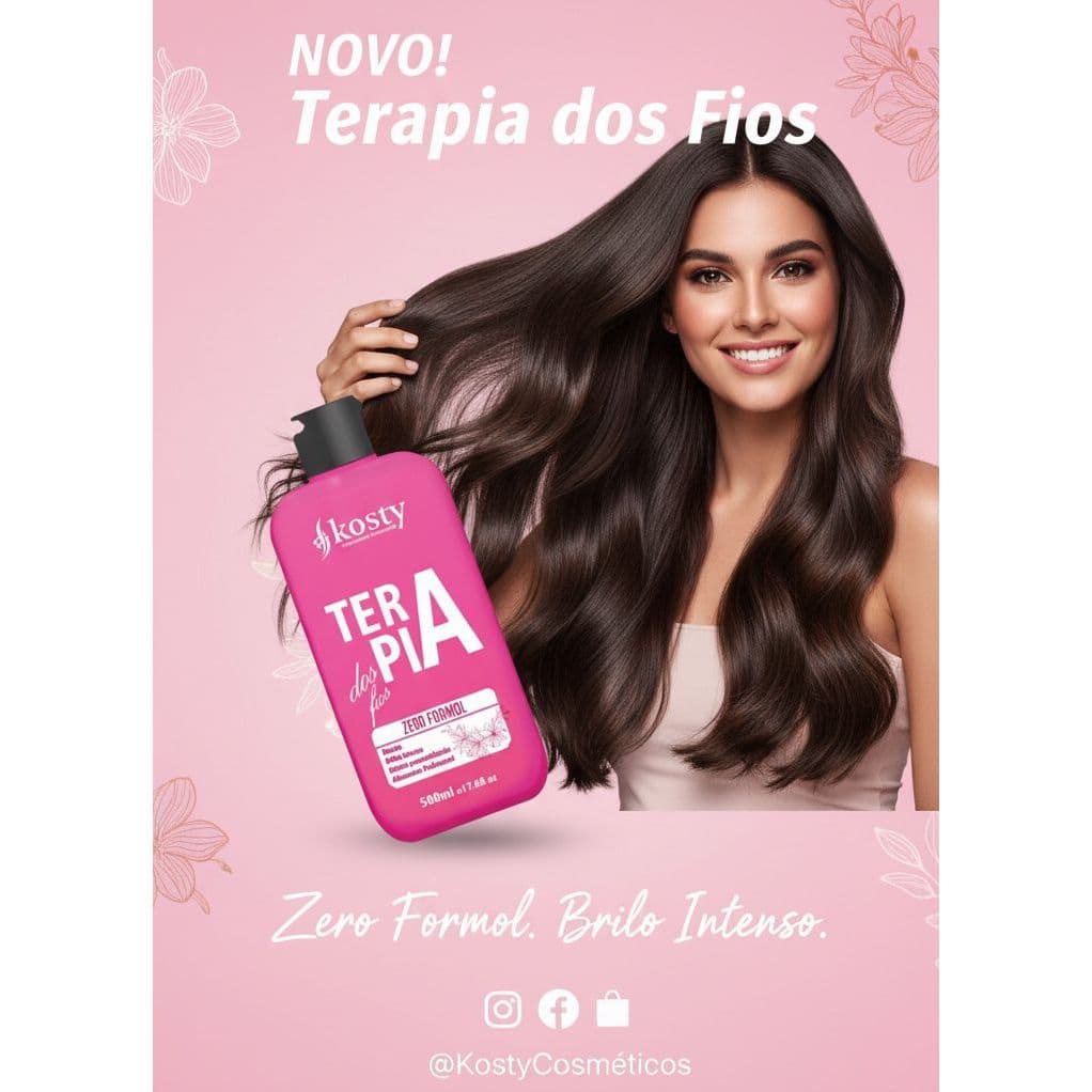 Nova Terapia Capilar Liso Espelhado 500ml Kosty ESCOVA PROGRESSIVA SEM FORMOL