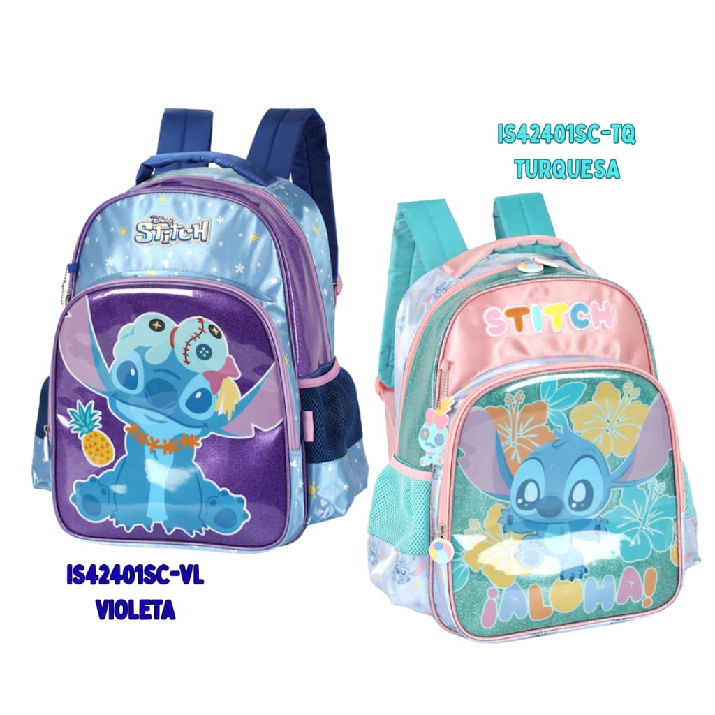Mochila Escolar Disney Stitch Lilo Feminina Bolsa Chaveiro Infantil