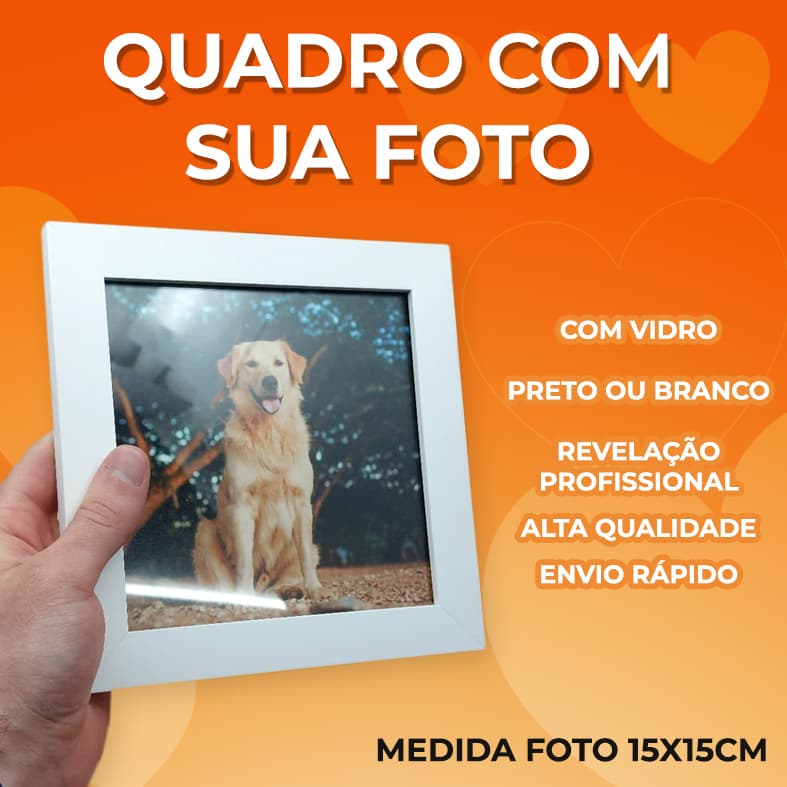 Quadro porta retrato casal personalizado com foto e vidro 15x15cm
