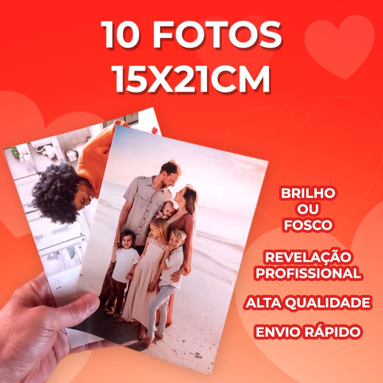 Revelação de foto 15x21cm (10 unidades) brilho ou fosco