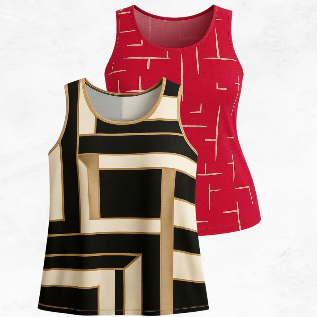 Kit 2 Regata Estampada Feminina Plus Size Alça Larga G GG Verão Confortável