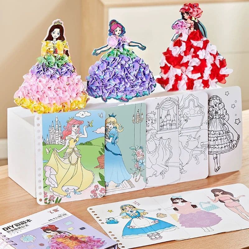 Caderno Mágico das Princesas  Crie Vestidos com Papel e Cor – Diversão Garantida!