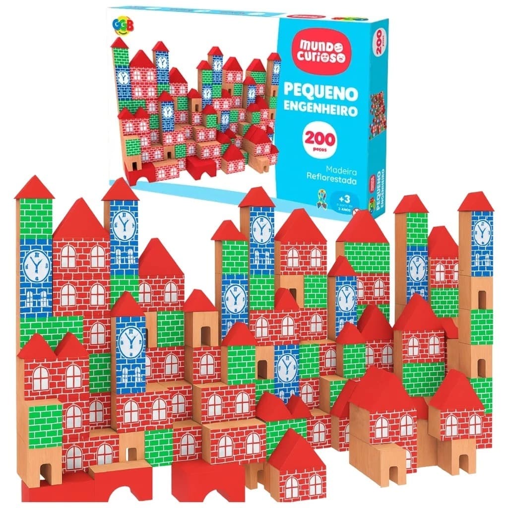 Blocos para Montar Brincando de Engenheiro 200 Peças Brinquedos Educativos Montar Infantil