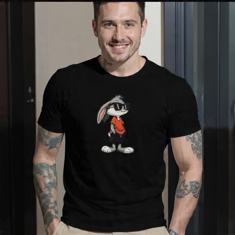 T-shirt Algodão Pernalonga Estampa Coelho Blusa Casual Moderna