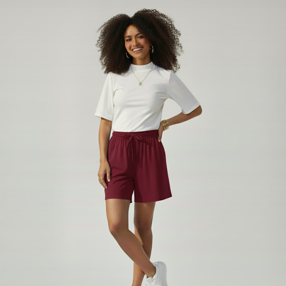 Short Feminino de Viscolycra Modela o Corpo com Bolso e Cordão