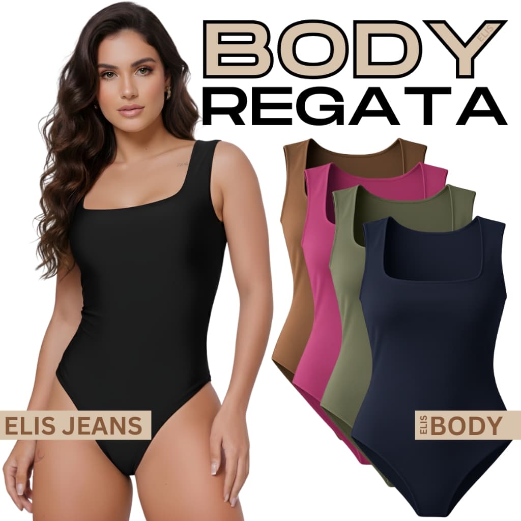 Body Regata Feminino Decote Quadrado Alça Larga Com Forro Suplex