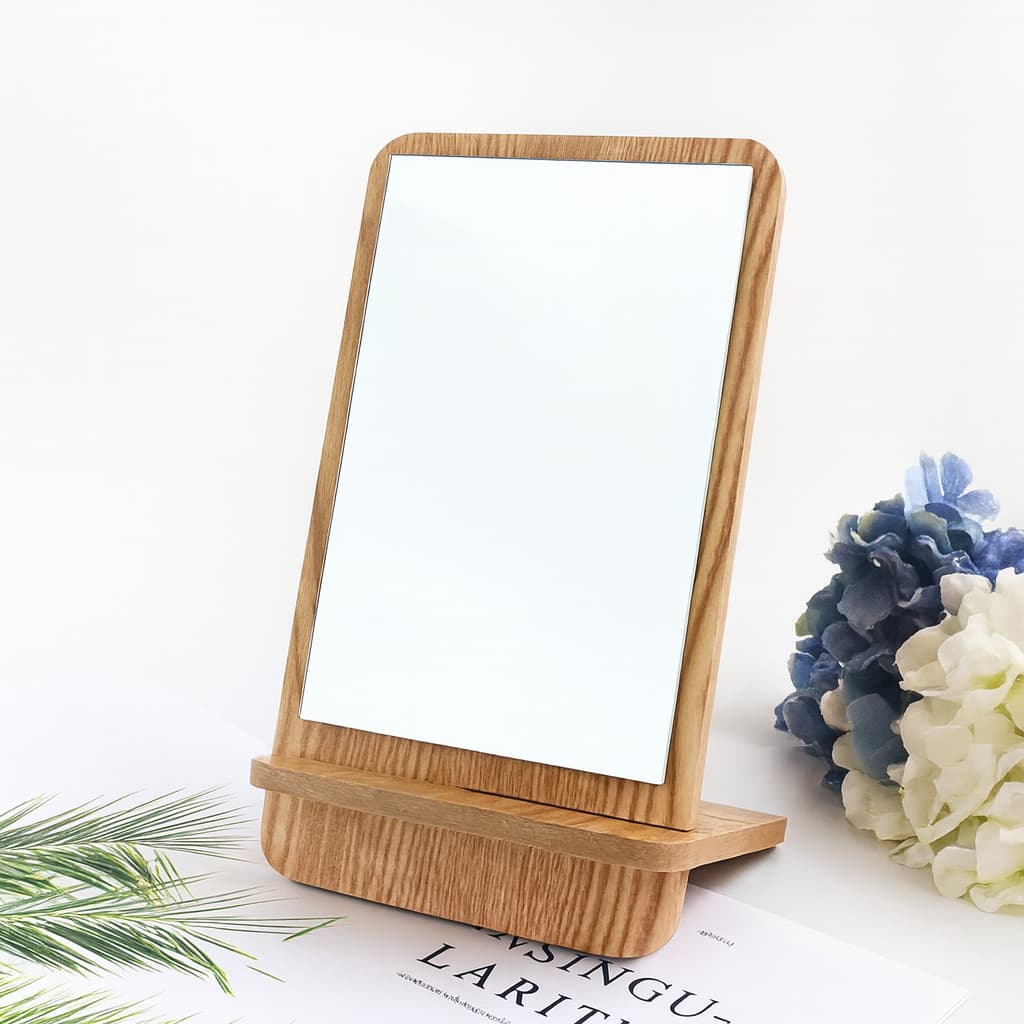 Espelho de Mesa com Base de  Portátil Maquiagem, Penteadeira, Decoração Elegante MDF