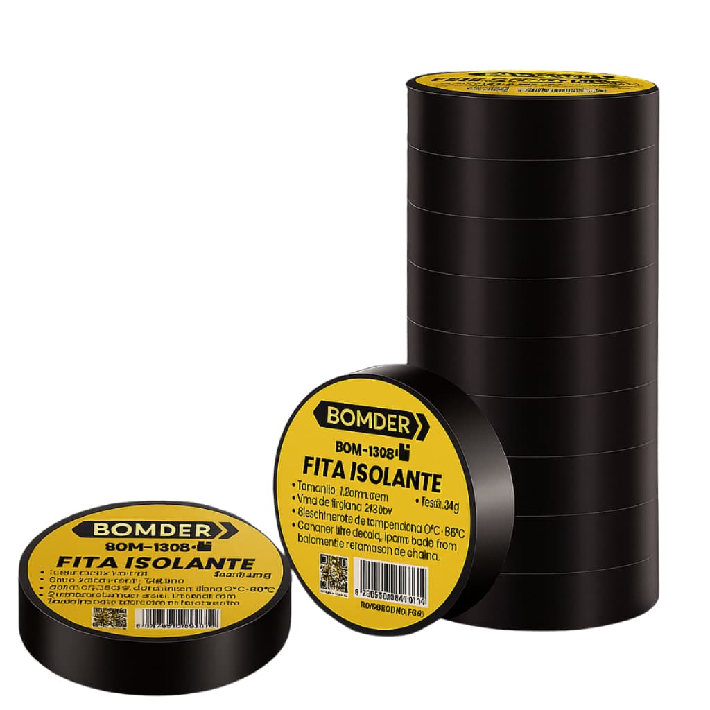 Kit 10 Fita Isolante Resistente Profissional 9m 1,7cm 600w