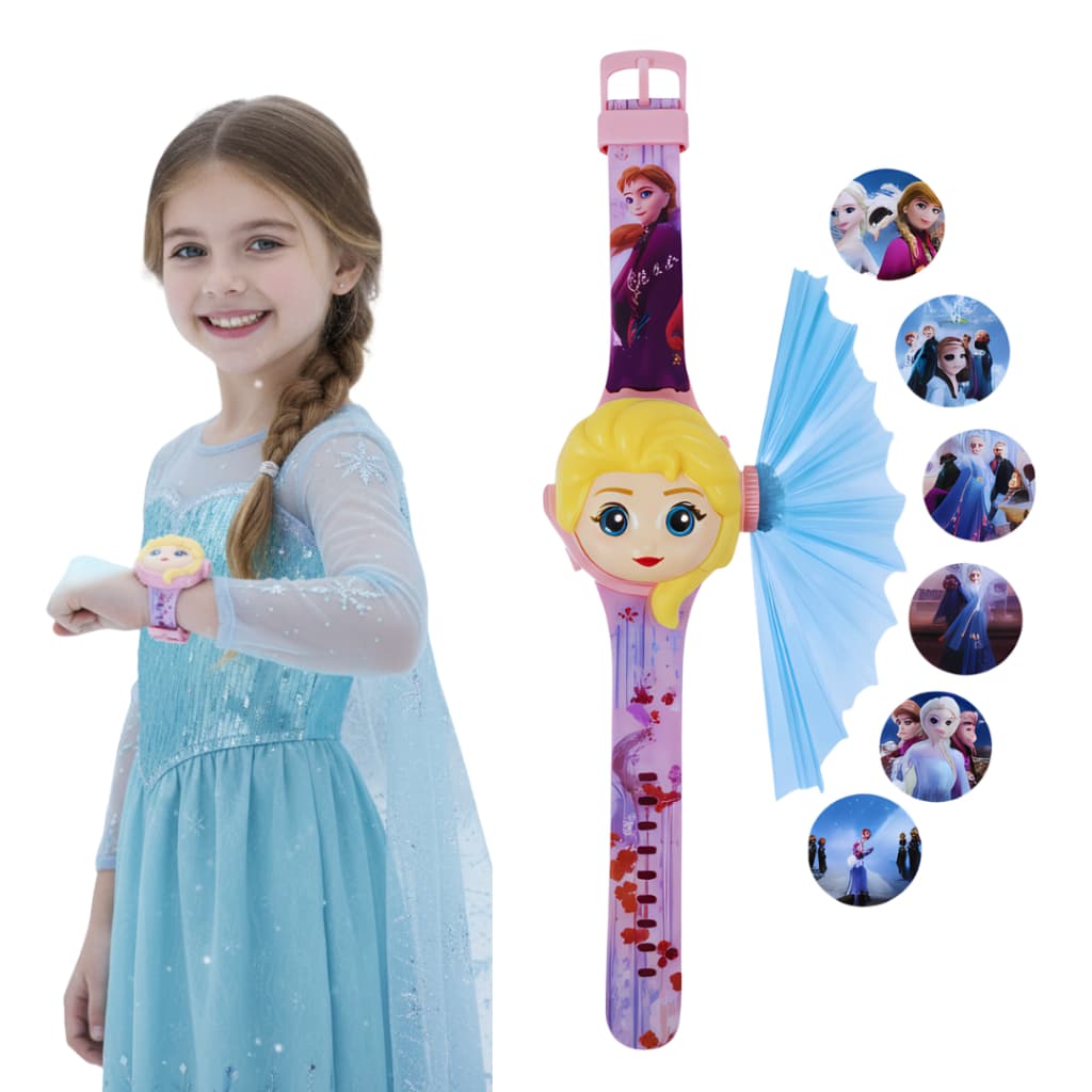 Relógio Projetor Frozen: Magia e Diversão com 6 Imagens da Elsa