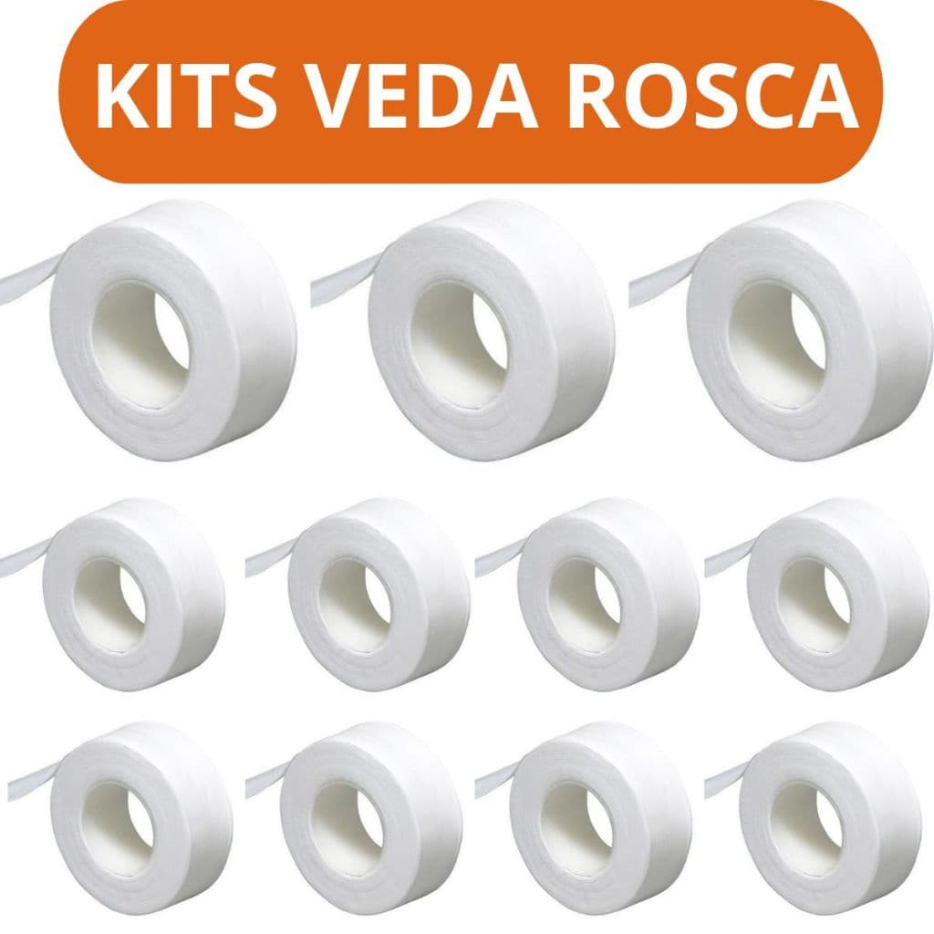 Kit Fita Veda Rosca 12mmx5m PTFE Puro Hidraulica Vedaçao Agua Rosca Tubo Teflon