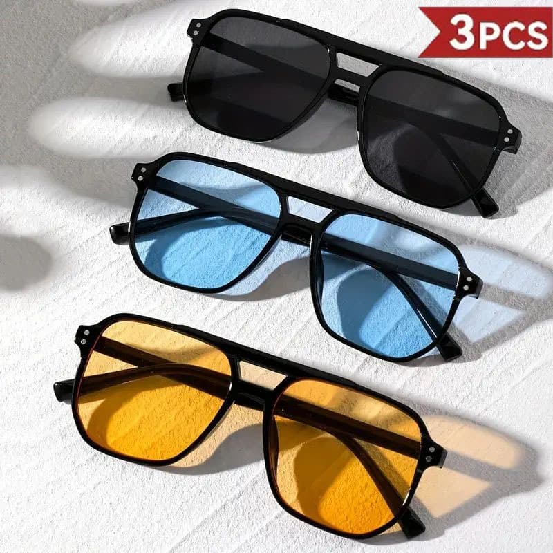 kit Óculos De Sol Retro Quadrado Lente Oceano Vintage oversized clássico colorido polarizado Unissex