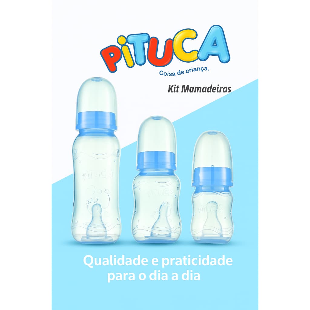 Kit Mamadeiras acinturada Pituca Bico Redondo