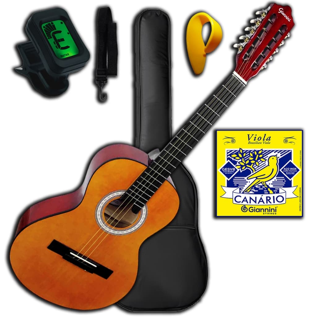 Viola Caipira Acústica Giannini VS14 Kit Com Jogo de Cordas
