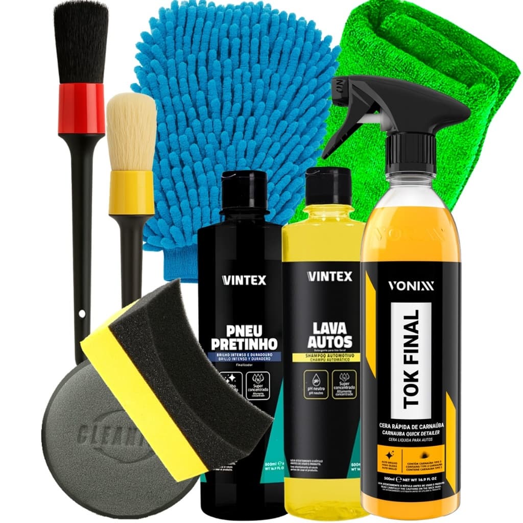 Kit Higienização Vonixx Vintex Tok Final Pneu Pretinho Lava Autos e Acessórios