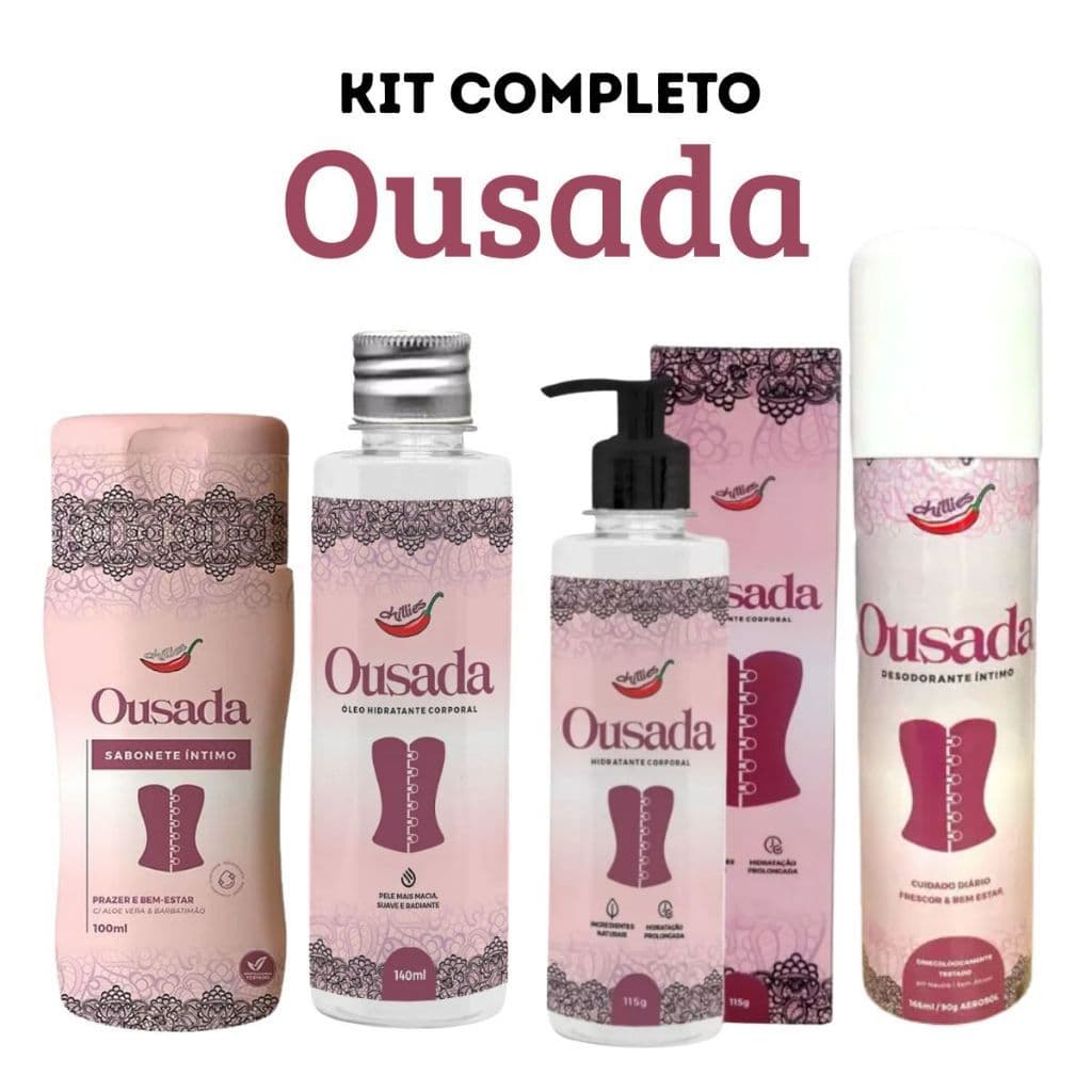 KIT OUSADA Desodorante, sabonete, óleo e Hidratante Chillies Escolha o seu