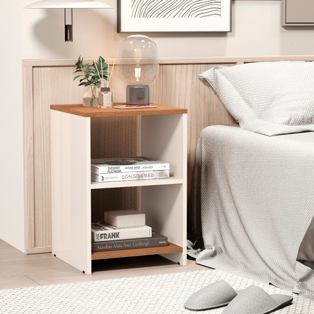 Mesa de Cabeceira Modelo Dubai com 2 Nichos – Lateral de Cama em MDF, Moderna e Funcional