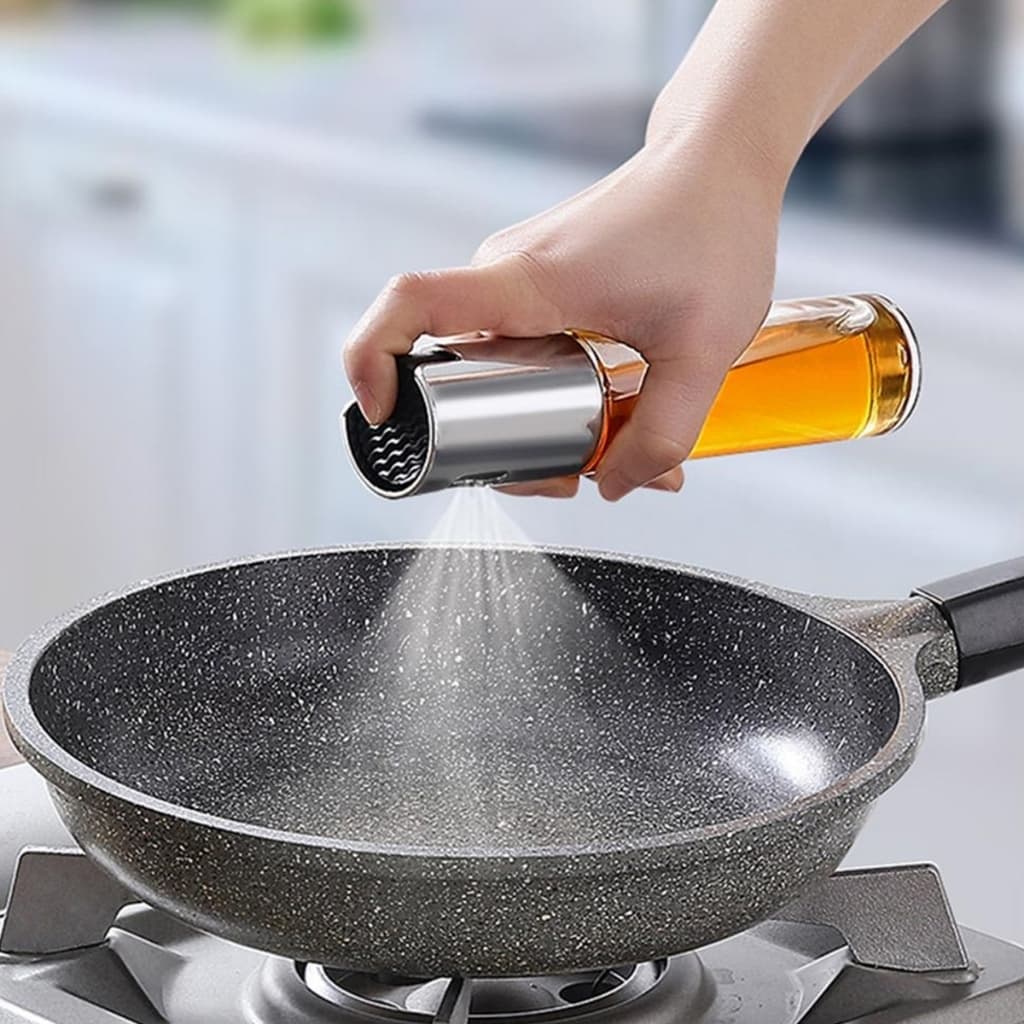 Pulverizador Óleo Aço Inox 304 Spray 105ml | Borrifador Azeite Cozinha | Antiderrapante