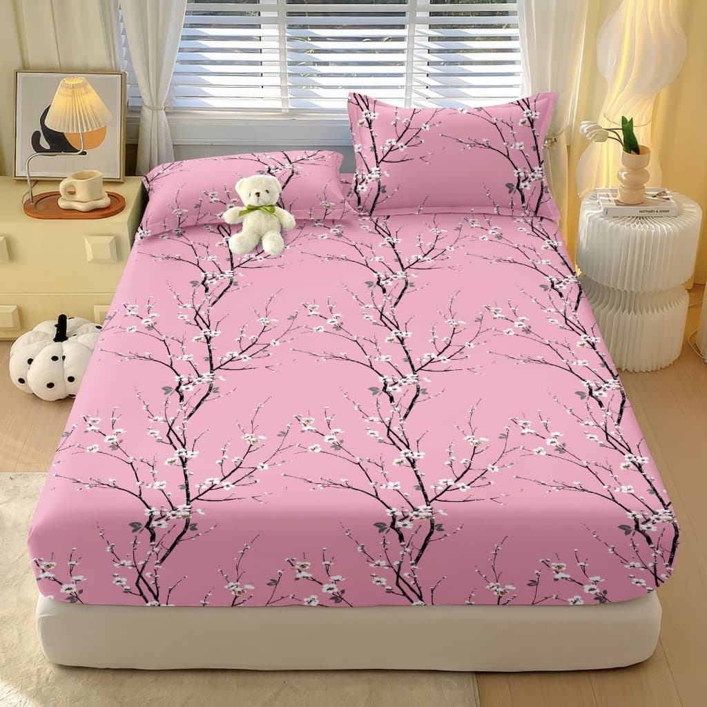 Jogo de Lençol com Elástico Estampado  400 Fios Para Cama Solteiro Casal Queen Micropercal Estampado