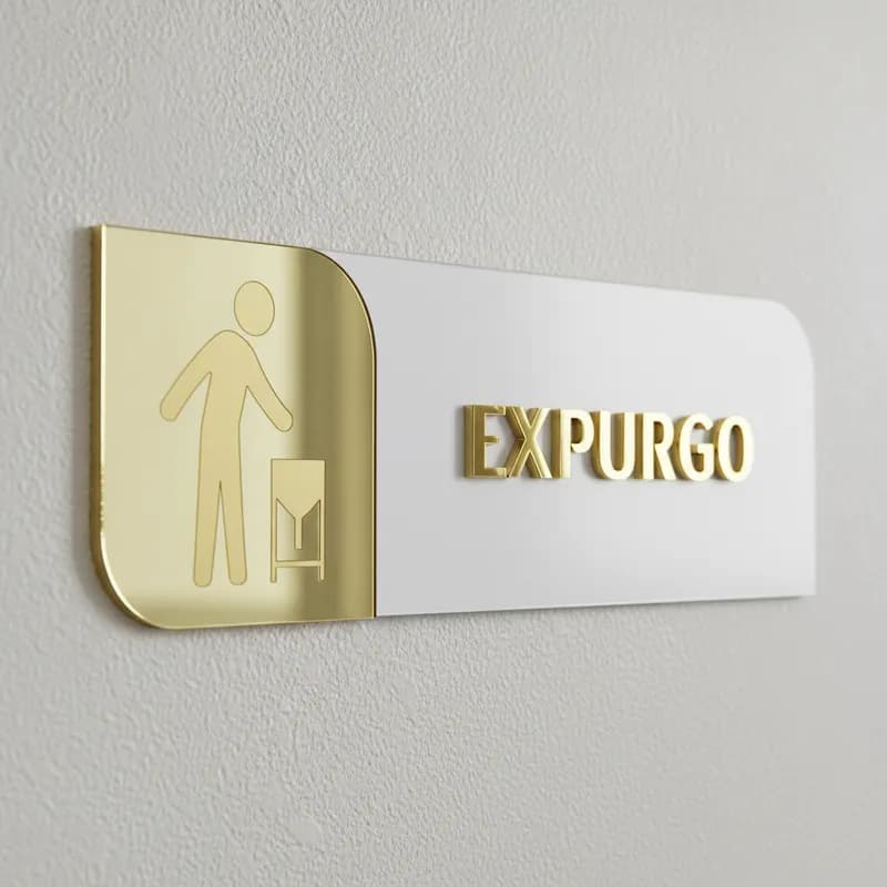 Placa De Porta Sinalização Expurgo Mdf E Acrílico