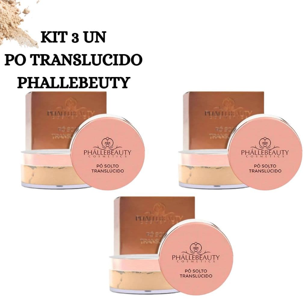 Kit 3 Unidades Po Solto Translucido Phallebeauty 10g Fixador Maquiagem Matte
