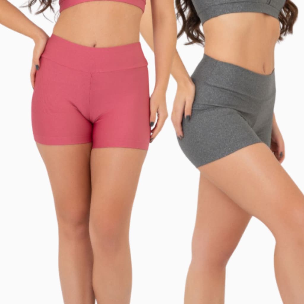 Kit 2 Shorts Feminino Moda Fitness Sem Bojo Short Curto Roupas Academia Crossfit