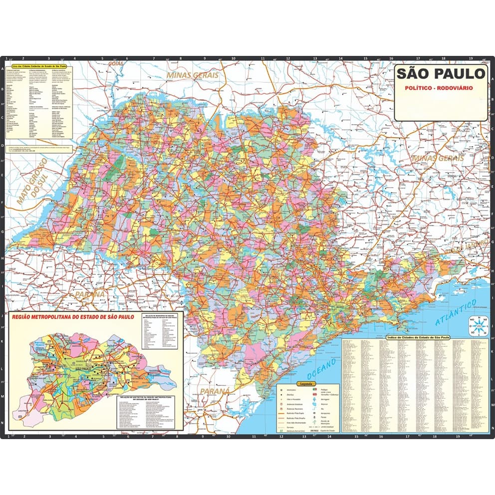 Mapa Estado Sao Paulo 120cm X 90cm