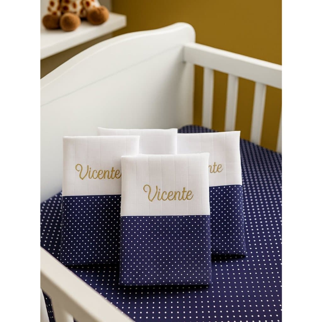 Kit 3 Fraldas de Boca Fralda de Boca Personalizada Fralda Bordada Enxoval Personalizado