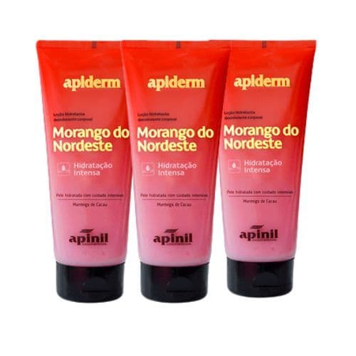 KIT 3 Hidratante Corporal MORANGO DO NORDESTE Creme Loção 190g - Apinil SEX SHOP