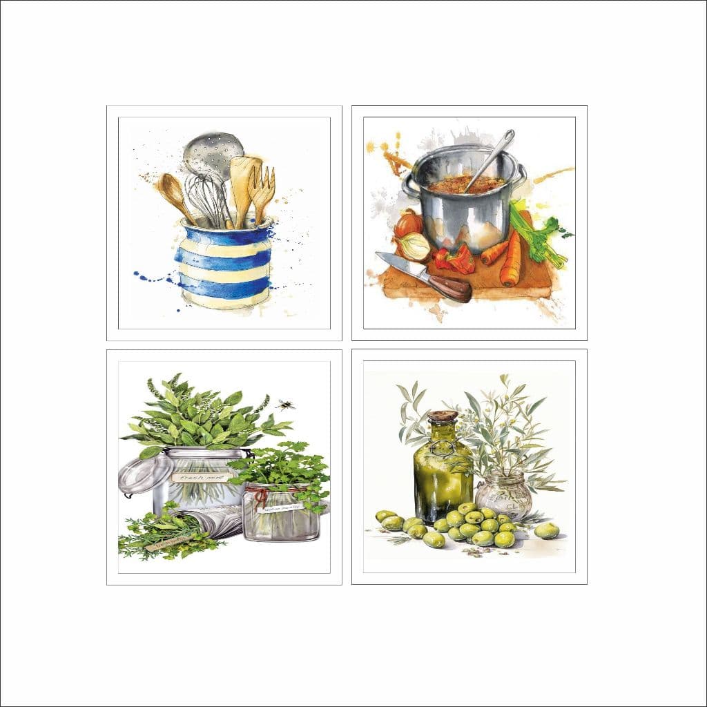 Kit de quadrinhos decorativos para cozinhas e restaurantes 20x20 (COZINHA)