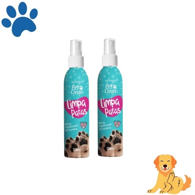 Kit 2 Limpa Patas Spray Pet Clean 120 mL para Cães e Gatos