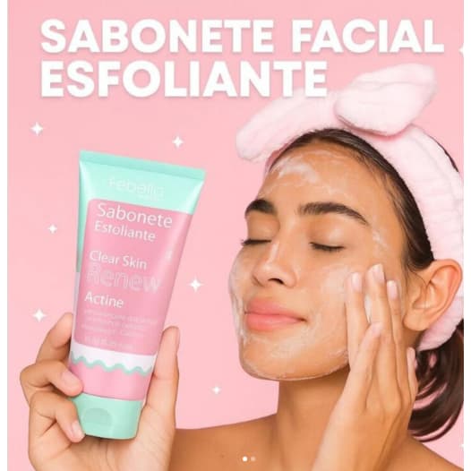 Sabonete Esfoliante Facial Actine Renovação Celular Clear Skin Renew Febella