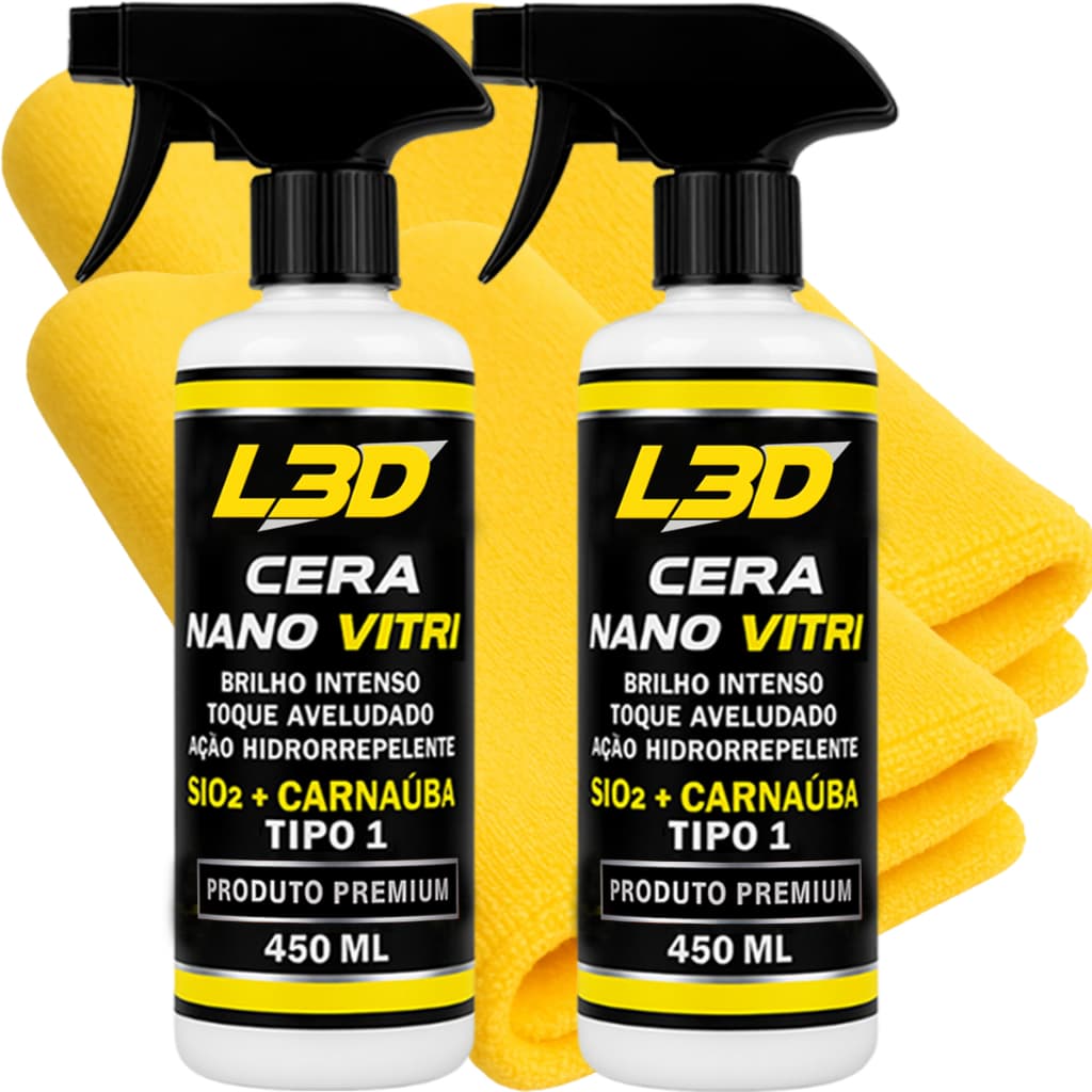 Kit 2x Cera Cristalizadora + 2 Flanelas Premium - Brilho Espelhado