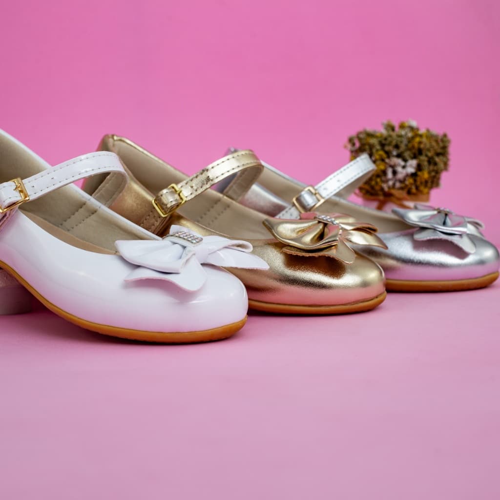 Sapatilha Infantil Menina Laço Verniz Strass Confortável Leve Brilhante 20 ao 27 Promoção Feminino