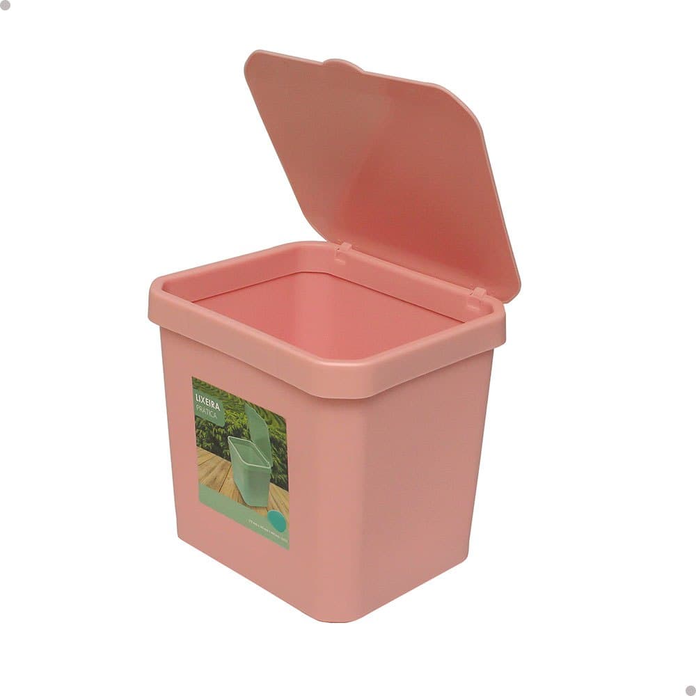 Lixeira de Pia Cesto de Lixo Bancada Pratica Cozinha 3,6L Cor Rosa
