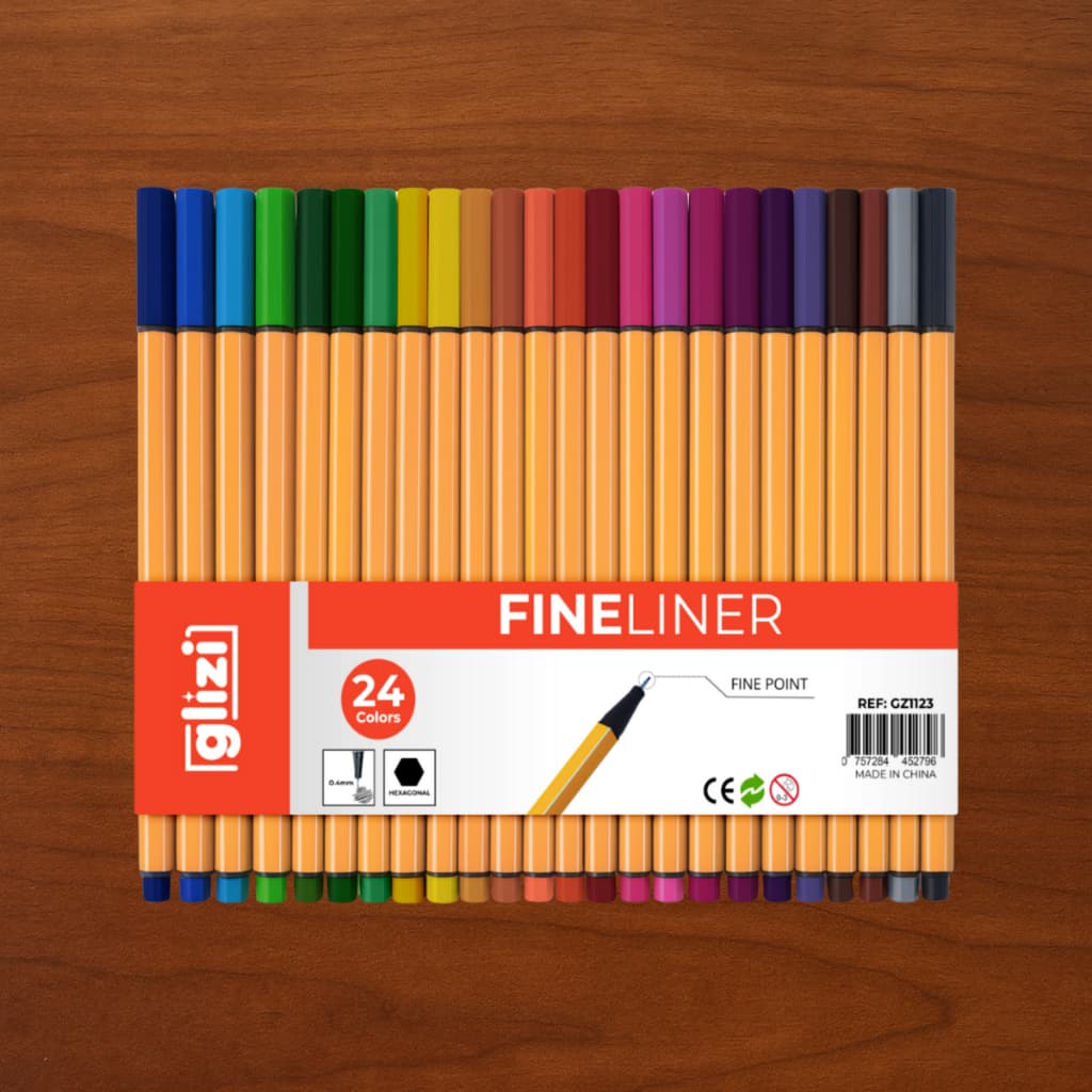 Kit 12/24 Canetas Coloridas Fine Line Ponta Fina 0.4 mm Fineliner