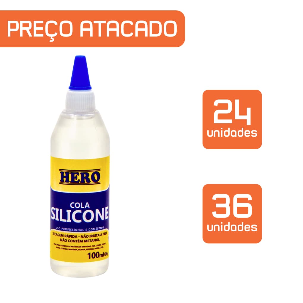 Cola Silicone Líquida para Artesanato 100ml - Marca Hero - Substitui a Cola Quente - Preço Atacado