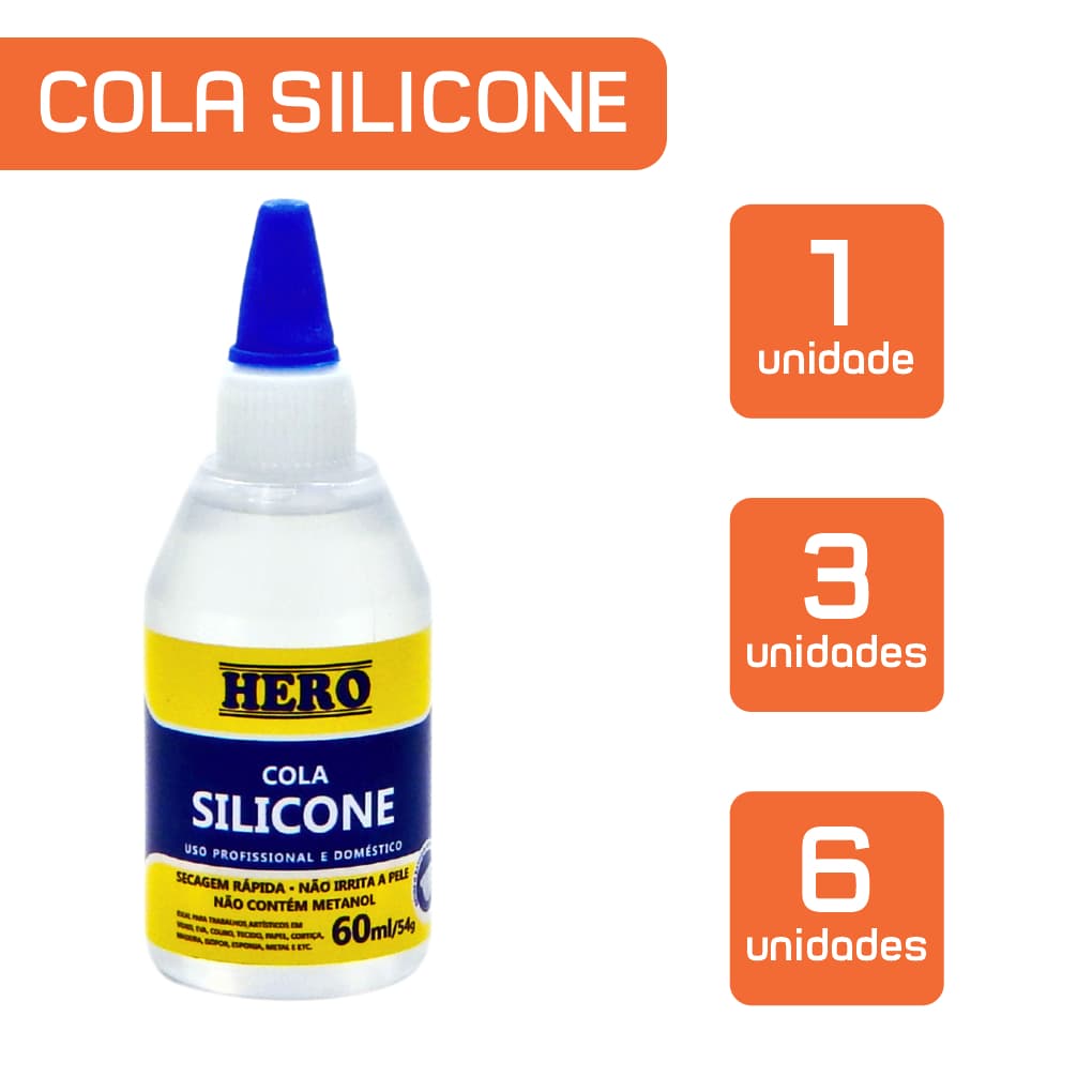 Cola Silicone Líquida para Artesanato 60ml - Marca Hero - Substitui a Cola Quente