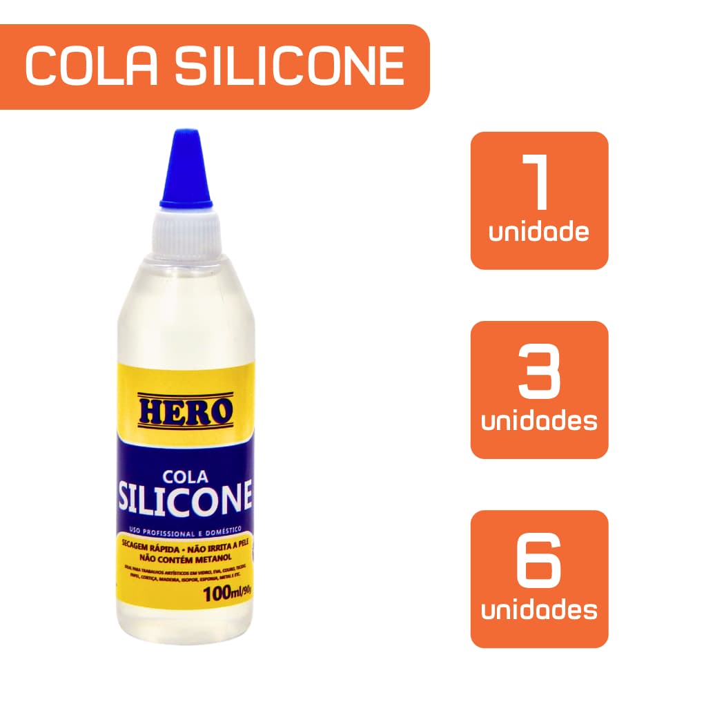 Cola Silicone Líquida para Artesanato 100ml - Marca Hero - Substitui a Cola Quente