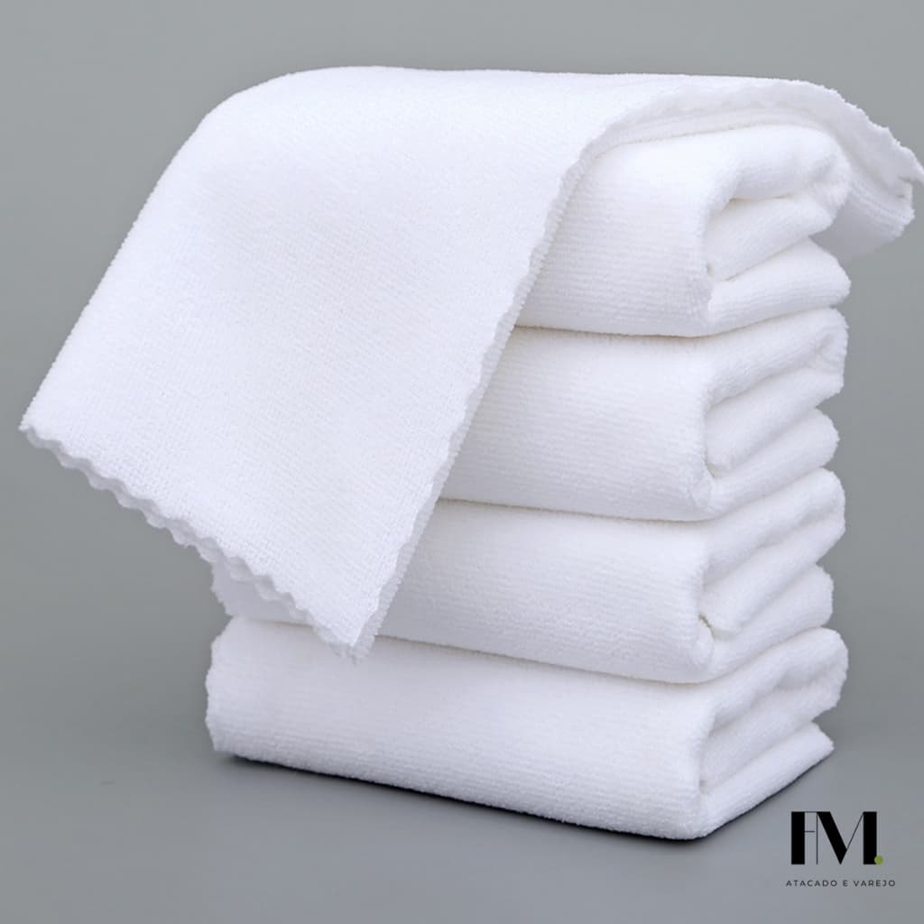 Kit 10 Pano de Microfibra Branco 40x60cm Toalha de Limpeza Grande Residencial