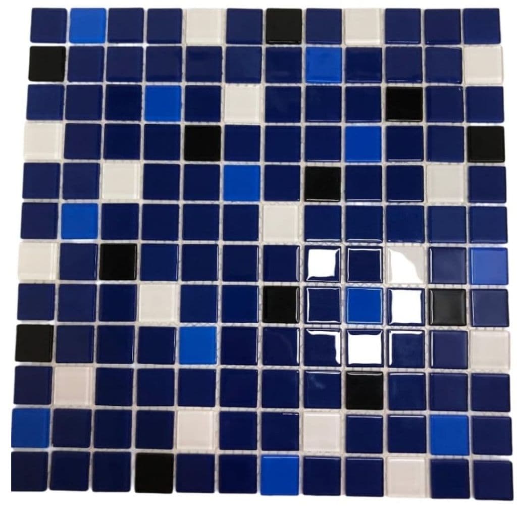 Caixa 11 Placas (1m²) Pastilhas de Vidro LBG23MIXBLUEANDBLACK Piscinas, Banheiros, Decoração