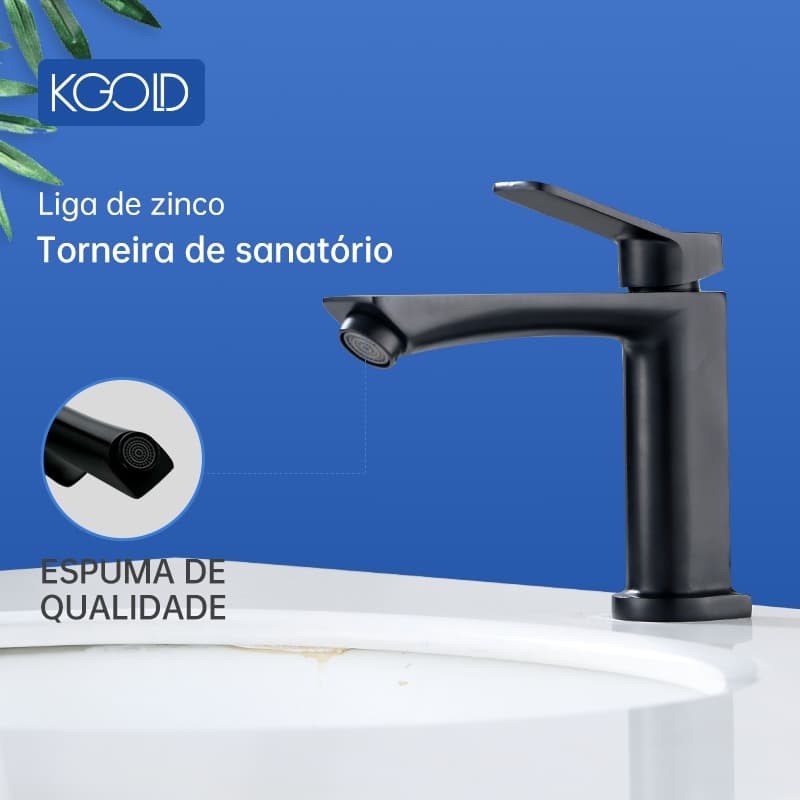 Torneira KGOLD Monocomando Luxo Liga de Zinco Bica Longa Maior Alcance Ideal para Pias Grandes