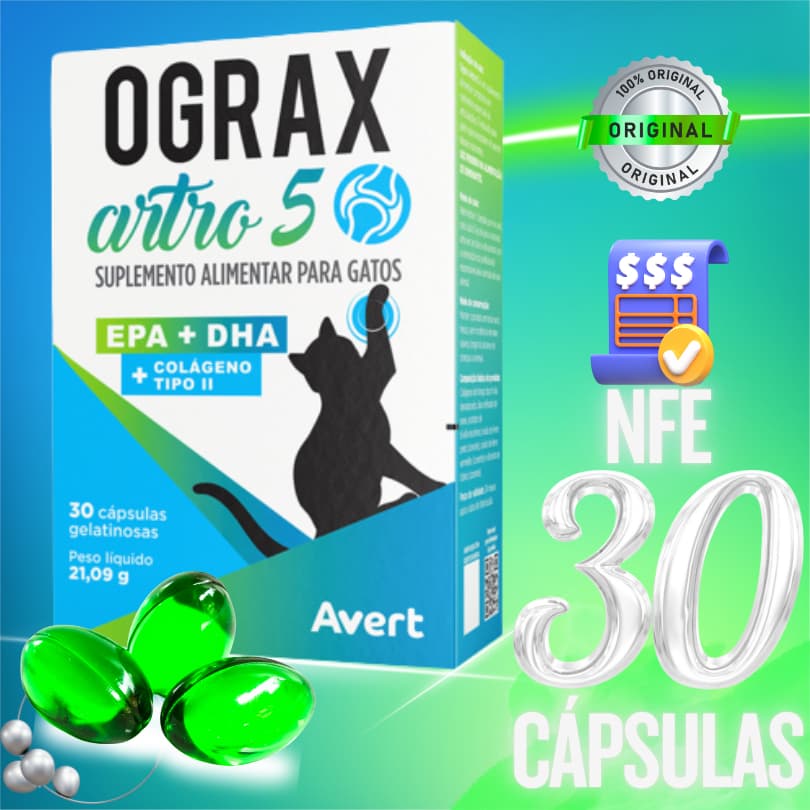 Suplemento Alimentar Avert Ograx Artro 5 para Gatos