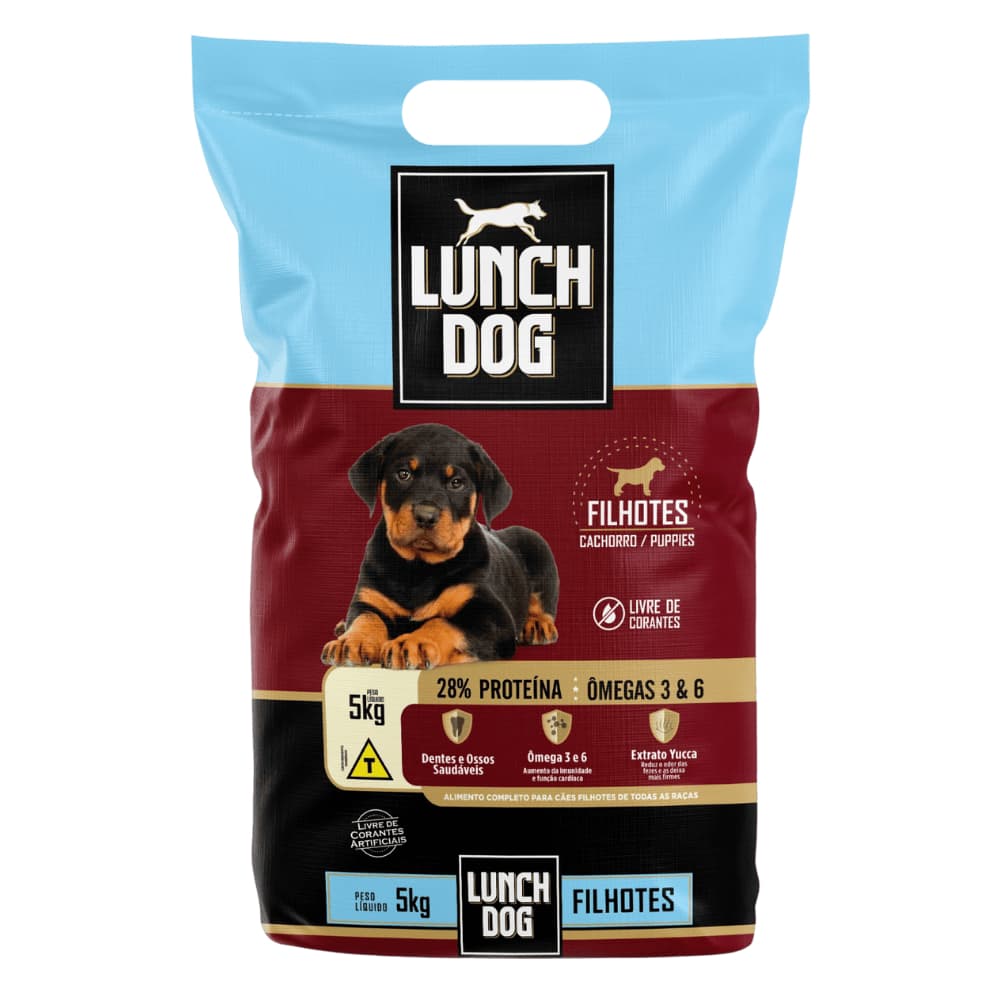 Ração para Cachorro Filhote Lunch Dog Premium Natural 28% Proteína 5kg